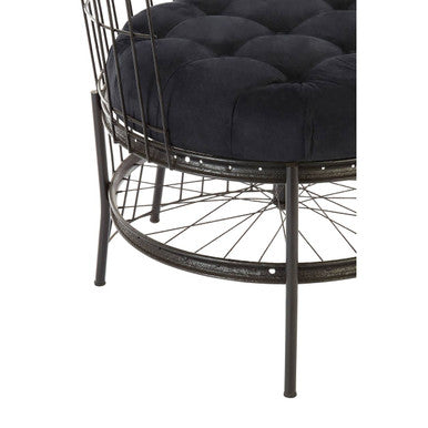 Orsina Mantis Black Wheel Design Chair – Industrial Iron Accent Seating