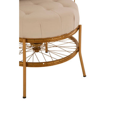 Orsina Mantis Gold Metal Cage Accent Chair with Cushion – Wheel Design