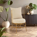 Orsina Mantis Gold Metal Cage Accent Chair with Cushion – Wheel Design