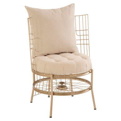 Orsina Mantis Accent Chair | Champagne Gold Iron Wheel Design