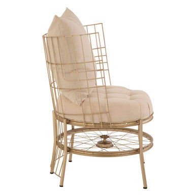 Orsina Mantis Accent Chair | Champagne Gold Iron Wheel Design