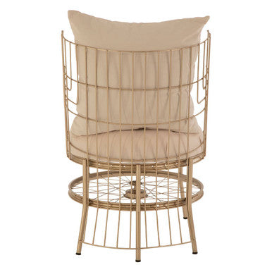 Orsina Mantis Accent Chair | Champagne Gold Iron Wheel Design