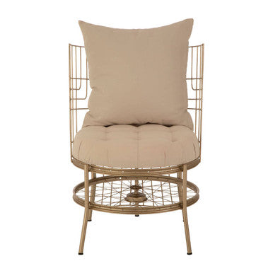 Orsina Mantis Accent Chair | Champagne Gold Iron Wheel Design