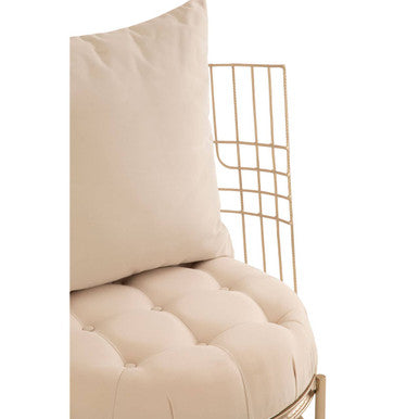 Orsina Mantis Accent Chair | Champagne Gold Iron Wheel Design