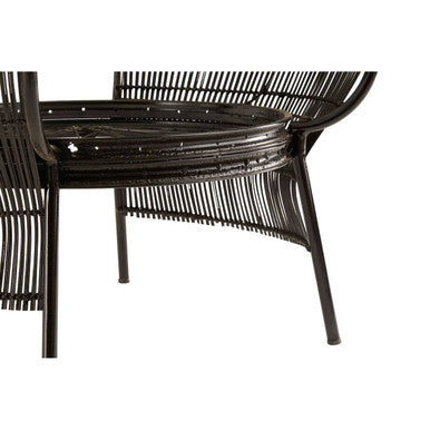 Orsina Mantis Round Glass Coffee Table | Black Bamboo & Iron Frame