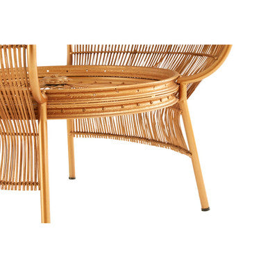 Orsina Mantis Round Glass Coffee Table – Gold Bamboo & Iron Frame