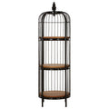 Orsina Mantis 3-Tier Black Birdcage Shelf Unit | Iron & Wood Display