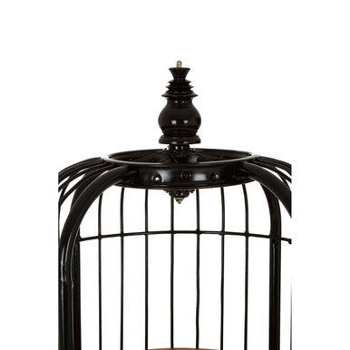 Orsina Mantis 3-Tier Black Birdcage Shelf Unit | Iron & Wood Display