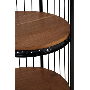 Orsina Mantis 3-Tier Black Birdcage Shelf Unit | Iron & Wood Display