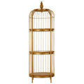 Orsina Mantis Medium Birdcage Shelf Unit | Gold Finish & Wood