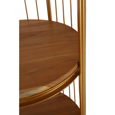 Orsina Mantis Medium Birdcage Shelf Unit | Gold Finish & Wood
