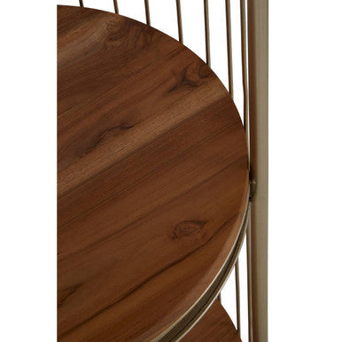 Orsina Mantis 3-Tier Birdcage Shelf Unit | Champagne Gold & Wood