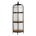 Orsina Mantis Birdcage Shelf Unit – Small Black Iron & Wood Display