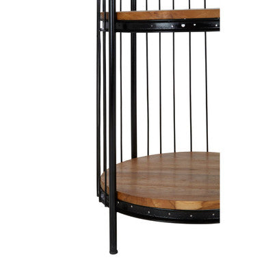 Orsina Mantis Birdcage Shelf Unit – Small Black Iron & Wood Display