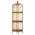 Orsina Gold Birdcage Shelf Unit – 3-Tier Teak Wood Display Stand