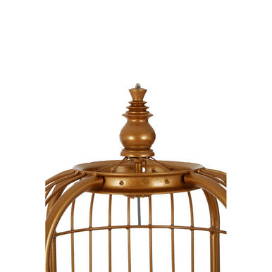 Orsina Gold Birdcage Shelf Unit – 3-Tier Teak Wood Display Stand