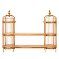 Orsina Mantis Gold Birdcage Shelf Unit – Long Wood & Iron Display