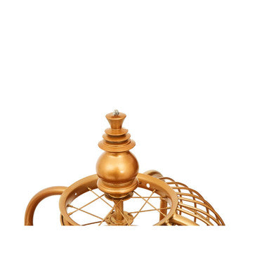 Orsina Mantis Gold Birdcage Shelf Unit – Long Wood & Iron Display