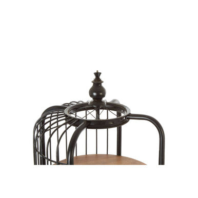 Orsina Mantis Birdcage Shelf Unit | Black Iron & Natural Wood