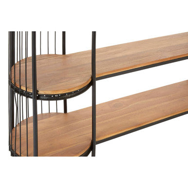 Orsina Mantis Birdcage Shelf Unit | Black Iron & Natural Wood
