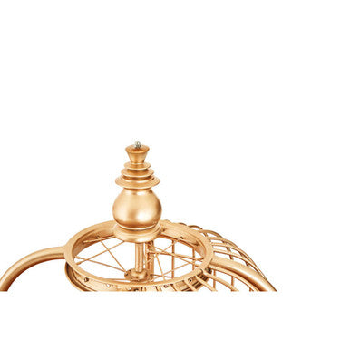 Orsina Mantis Birdcage Shelf Unit – Champagne Gold & Natural Timber
