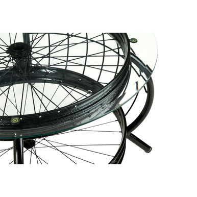 Orsina Mantis Round Glass Coffee Table | Black Iron Base & Frame