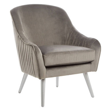 Orsina Louxor Grey Velvet Accent Chair – Modern Upholstered Seating