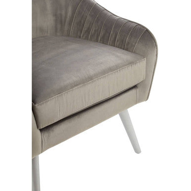 Orsina Louxor Grey Velvet Accent Chair – Modern Upholstered Seating