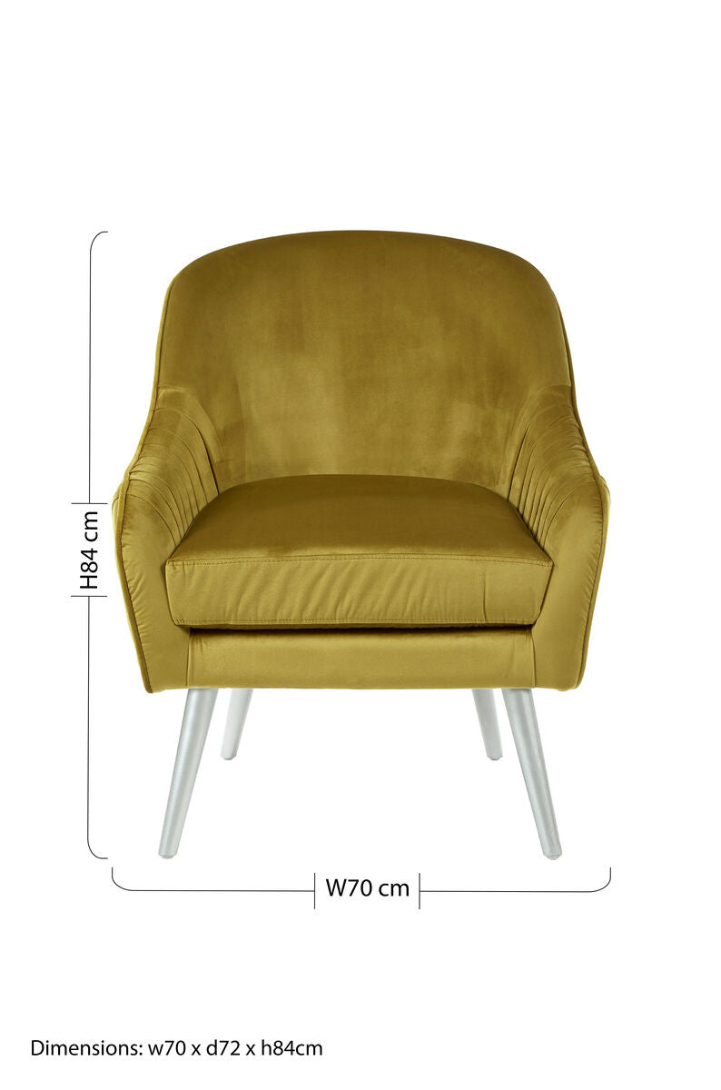 Orsina Louxor Mustard Velvet Armchair – Contemporary Accent Chair