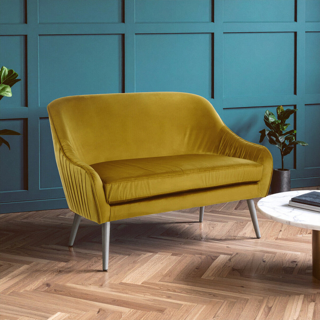Orsina Louxor Mustard Velvet Sofa – Mid-Century Modern Seating