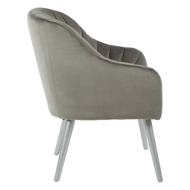 Orsina Louxor Grey Fabric Armchair – Modern Channel Tufted Accent Chair