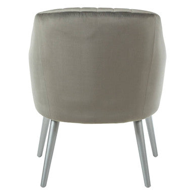 Orsina Louxor Grey Fabric Armchair – Modern Channel Tufted Accent Chair