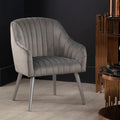 Orsina Louxor Grey Fabric Armchair – Modern Channel Tufted Accent Chair