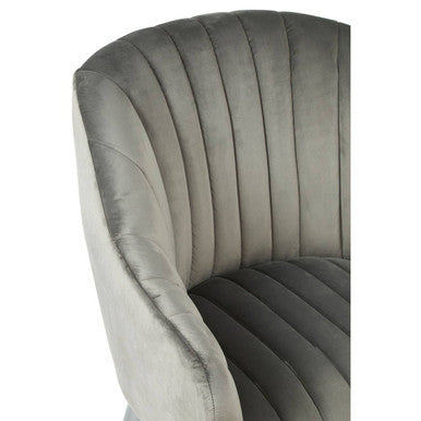 Orsina Louxor Grey Fabric Armchair – Modern Channel Tufted Accent Chair