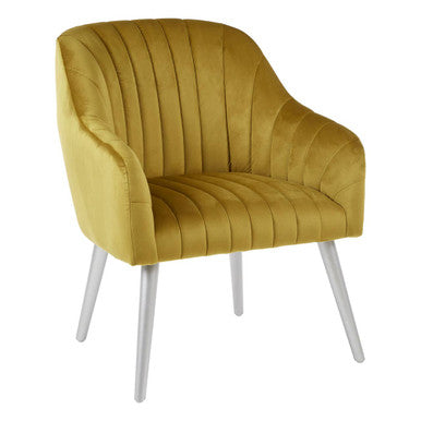 Orsina Louxor Mustard Fabric Armchair – Tufted Modern Accent Chair