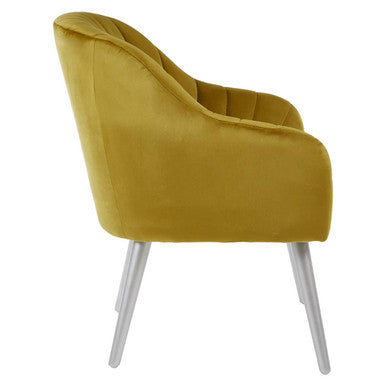 Orsina Louxor Mustard Fabric Armchair – Tufted Modern Accent Chair