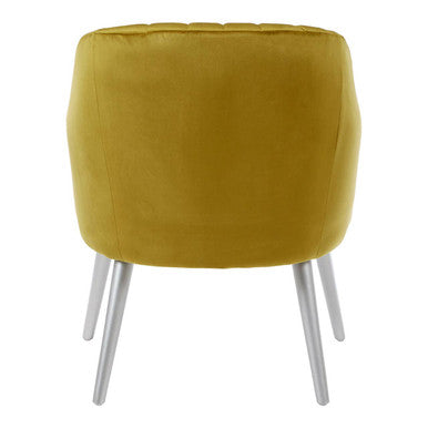 Orsina Louxor Mustard Fabric Armchair – Tufted Modern Accent Chair
