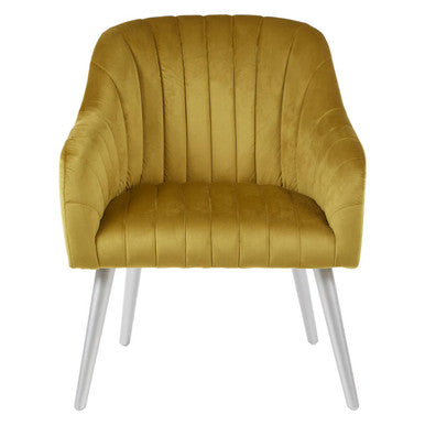 Orsina Louxor Mustard Fabric Armchair – Tufted Modern Accent Chair