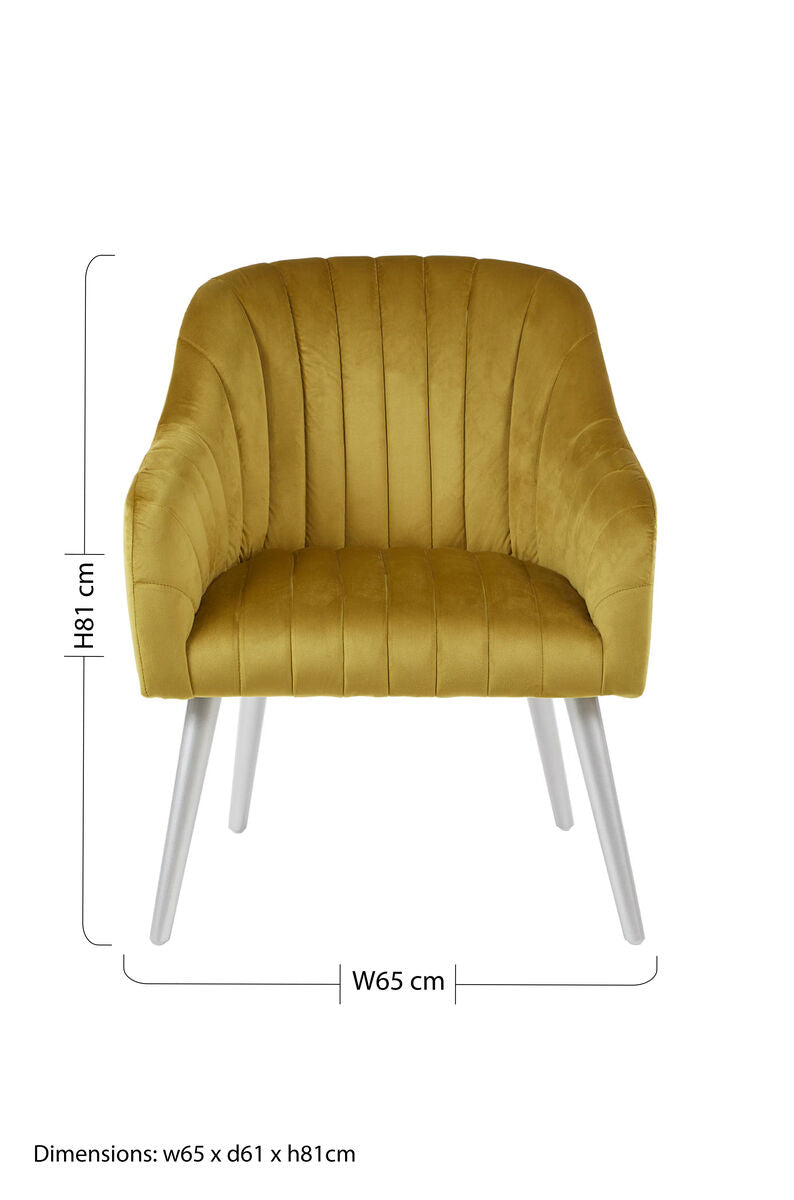 Orsina Louxor Mustard Fabric Armchair – Tufted Modern Accent Chair