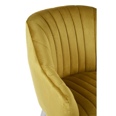 Orsina Louxor Mustard Fabric Armchair – Tufted Modern Accent Chair