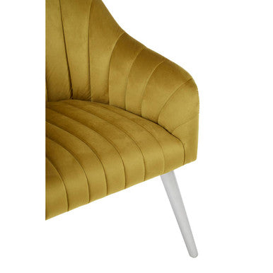 Orsina Louxor Mustard Fabric Armchair – Tufted Modern Accent Chair