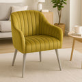 Orsina Louxor Mustard Fabric Armchair – Tufted Modern Accent Chair