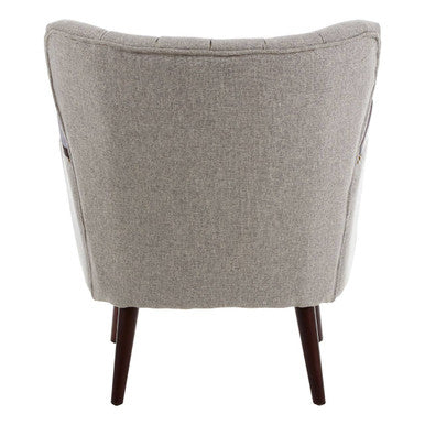Orsina Hampstead Taupe Fabric Armchair – Tufted Accent Chair with Walnut