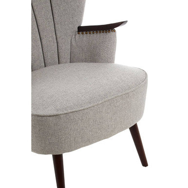 Orsina Hampstead Taupe Fabric Armchair – Tufted Accent Chair with Walnut