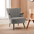 Orsina Hampstead Grey Fabric Armchair – Tufted Accent Chair with Walnut