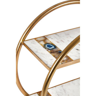 Orsina Vizzini 2-Tier Gold Bar Trolley with White Marble Shelves