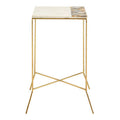 Orsina Vizzini White Marble Side Table with Agate Inlay & Gold Base
