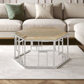 Orsina Relic Hexagonal Onyx Coffee Table | Silver Stainless Steel Frame