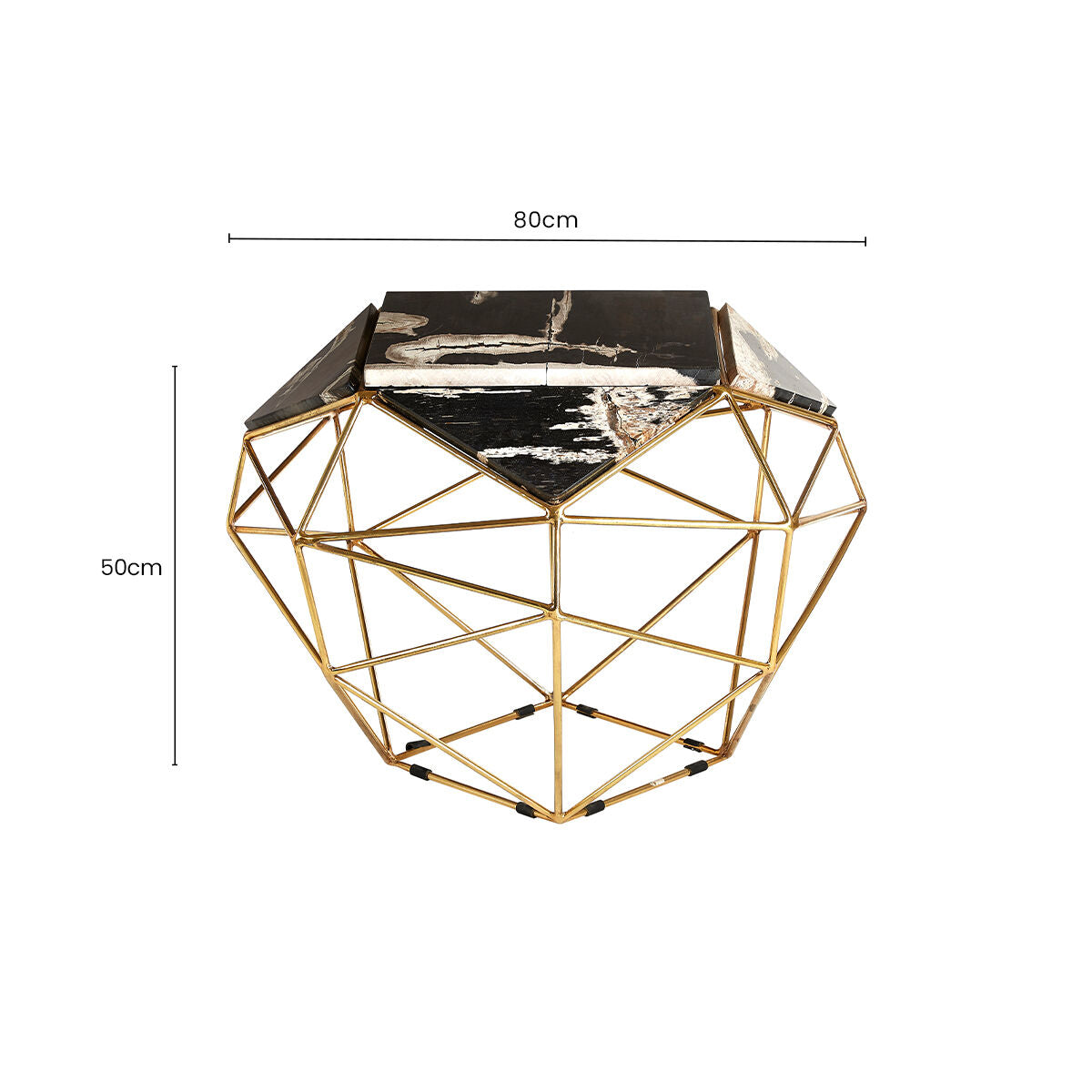 Orsina Relic Petrified Wood Side Table | Gold Brass Iron Base
