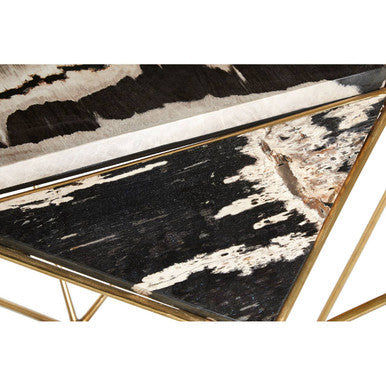 Orsina Relic Petrified Wood Side Table | Gold Brass Iron Base